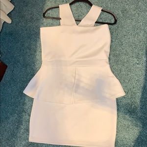 White peplum sleeveless dress size 10 (UK 14)